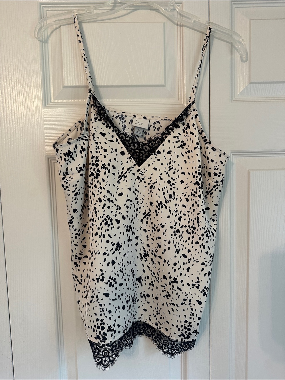 a new day Black & White Lace-Trim Dalmatian Print Cami